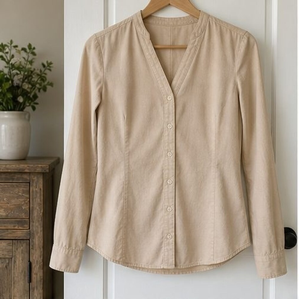 Sand V Neck Top